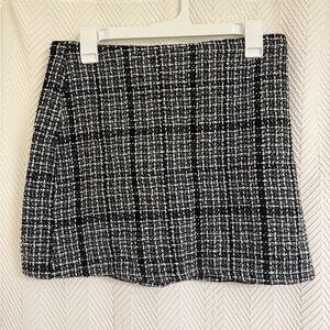 Black and White Tweed Mini Skirt